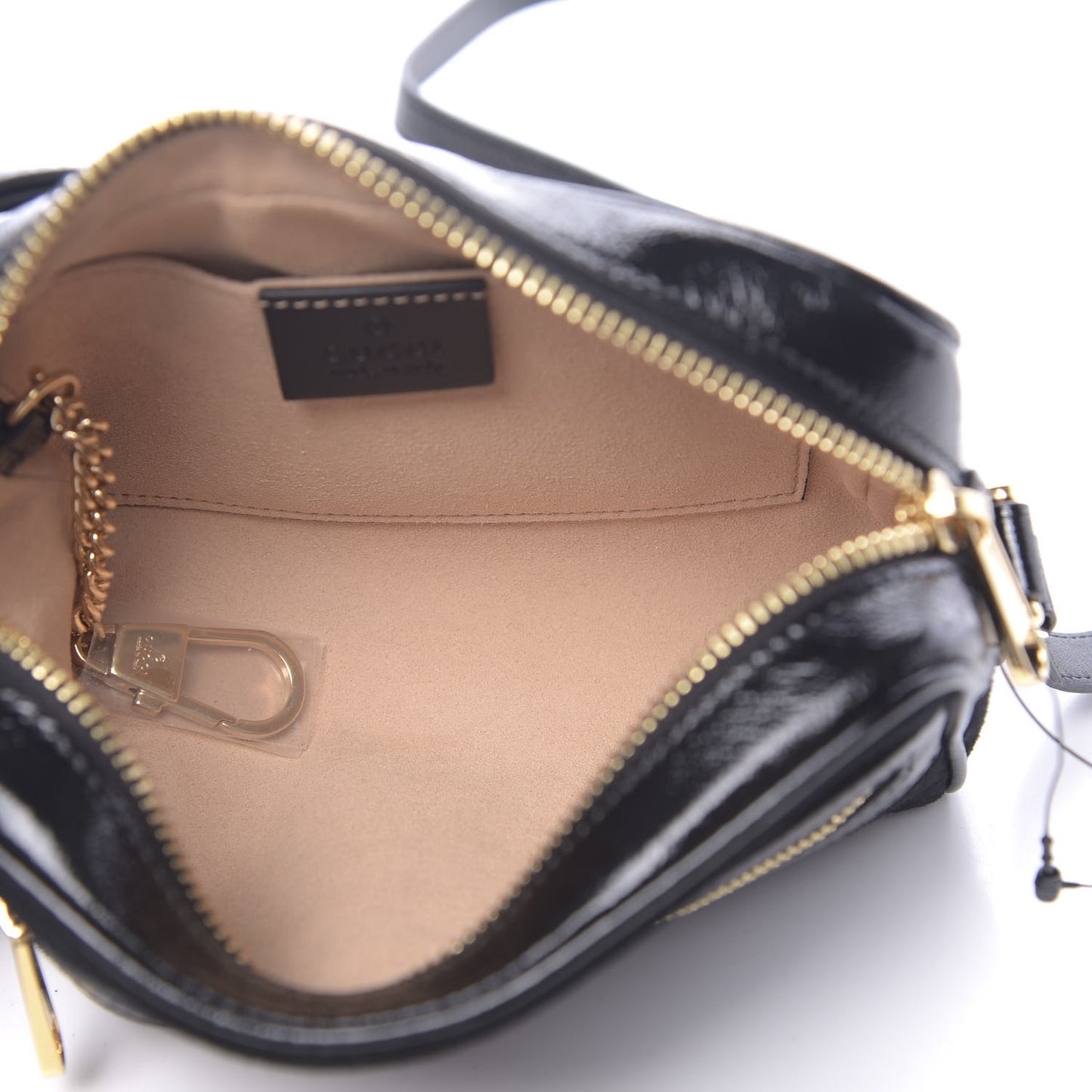 Suede Patent Web Mini Ophidia Shoulder Bag Black