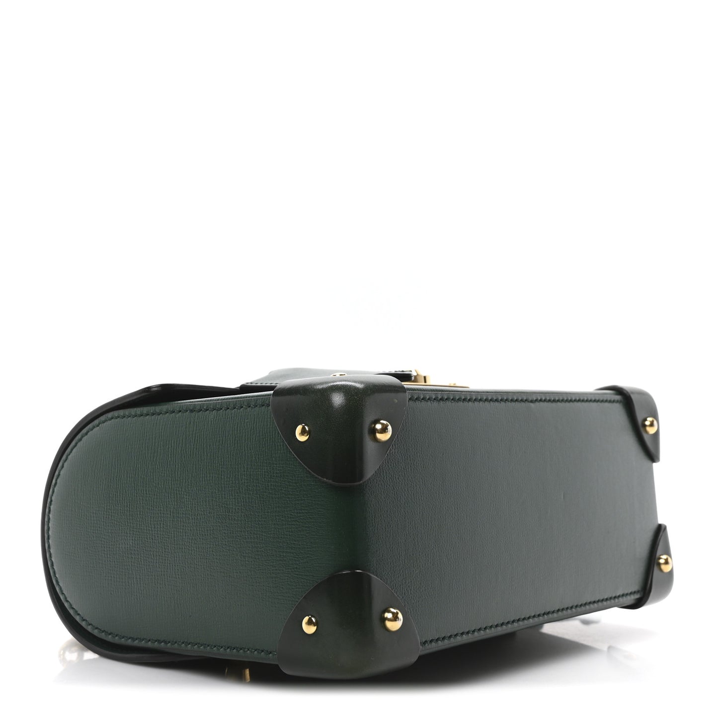 Azalea Calfskin Small Padlock Bamboo Shoulder Bag Vintage Green