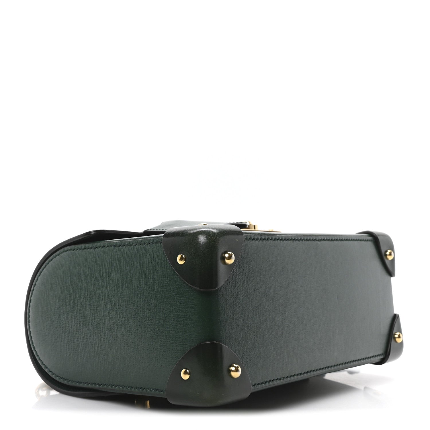 Gucci Azalea Calfskin Small Padlock Bamboo Shoulder Bag Vintage Green 4 of 10