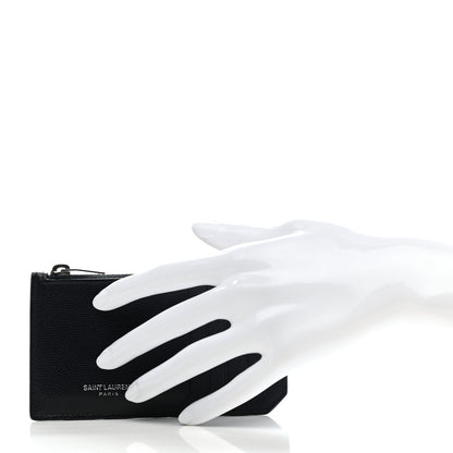 Saint Laurent Grained Calfskin 5 Fragments Zip Pouch Card Holder Navy 2 of 6
