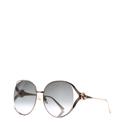 Gucci Metal Oversized Round Frame GG0225S Sunglasses Gold 1 of 6