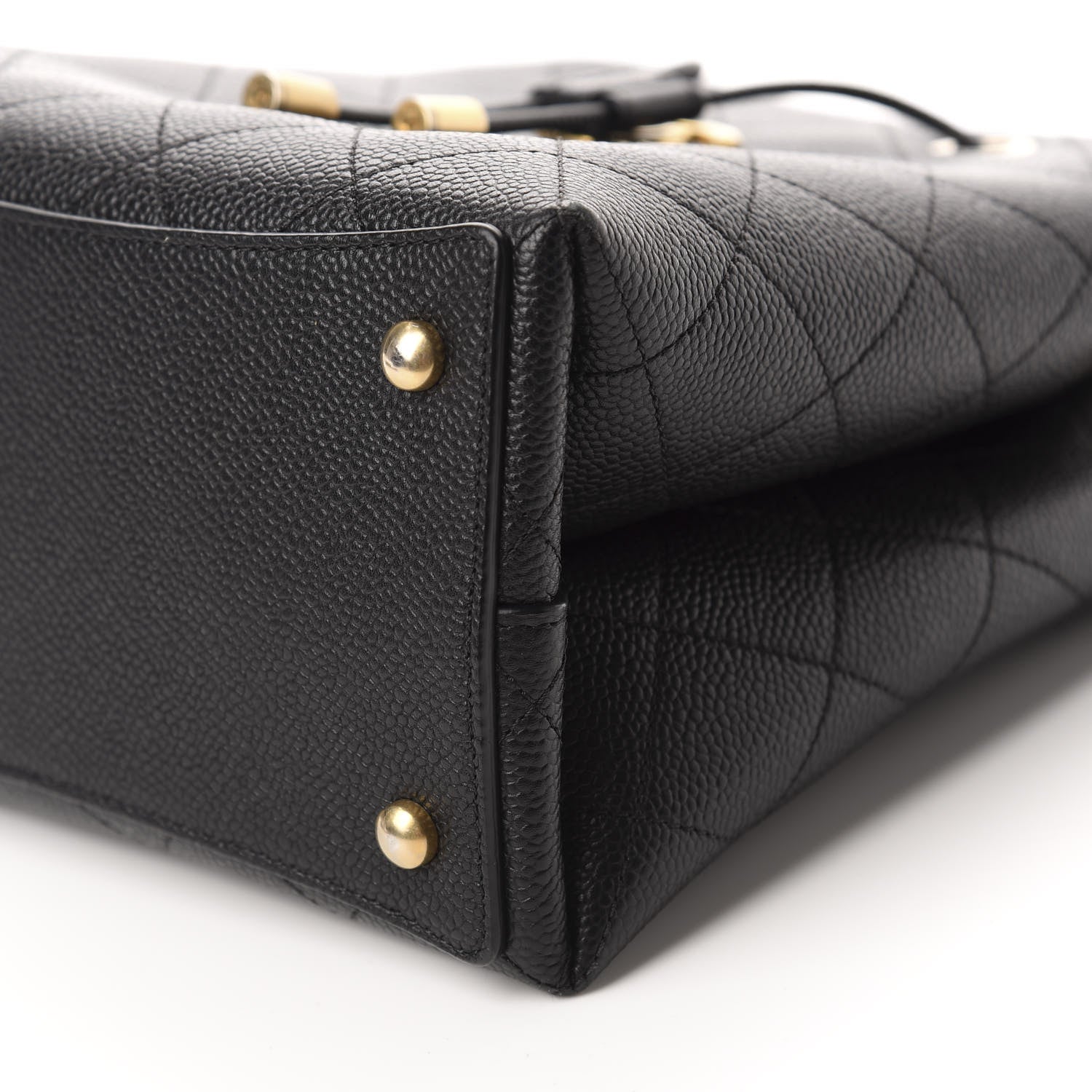 Chanel Grained Calfskin Stitched Small Drawstring Bag Black 7 of 11