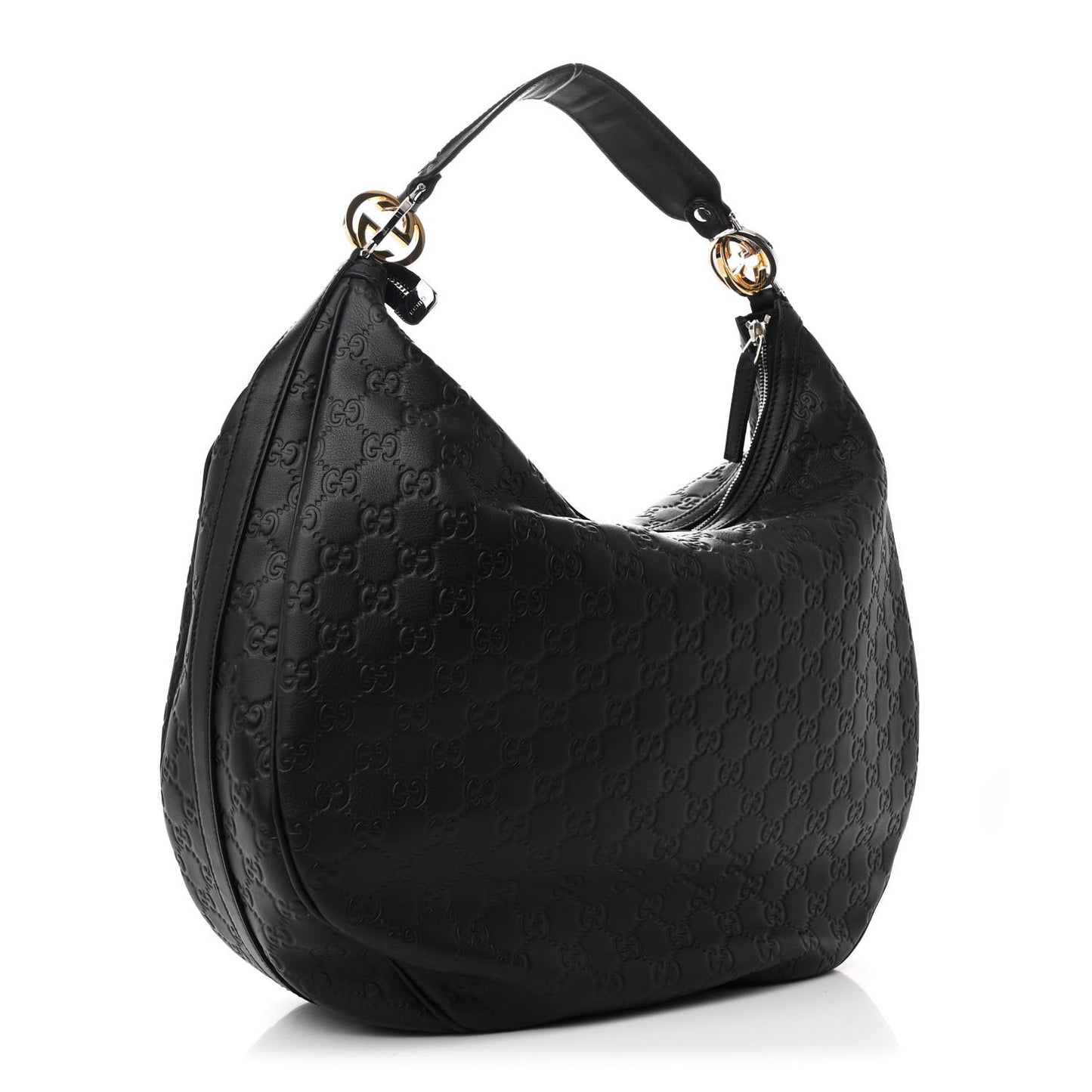 Guccissima Large GG Twins Hobo Black