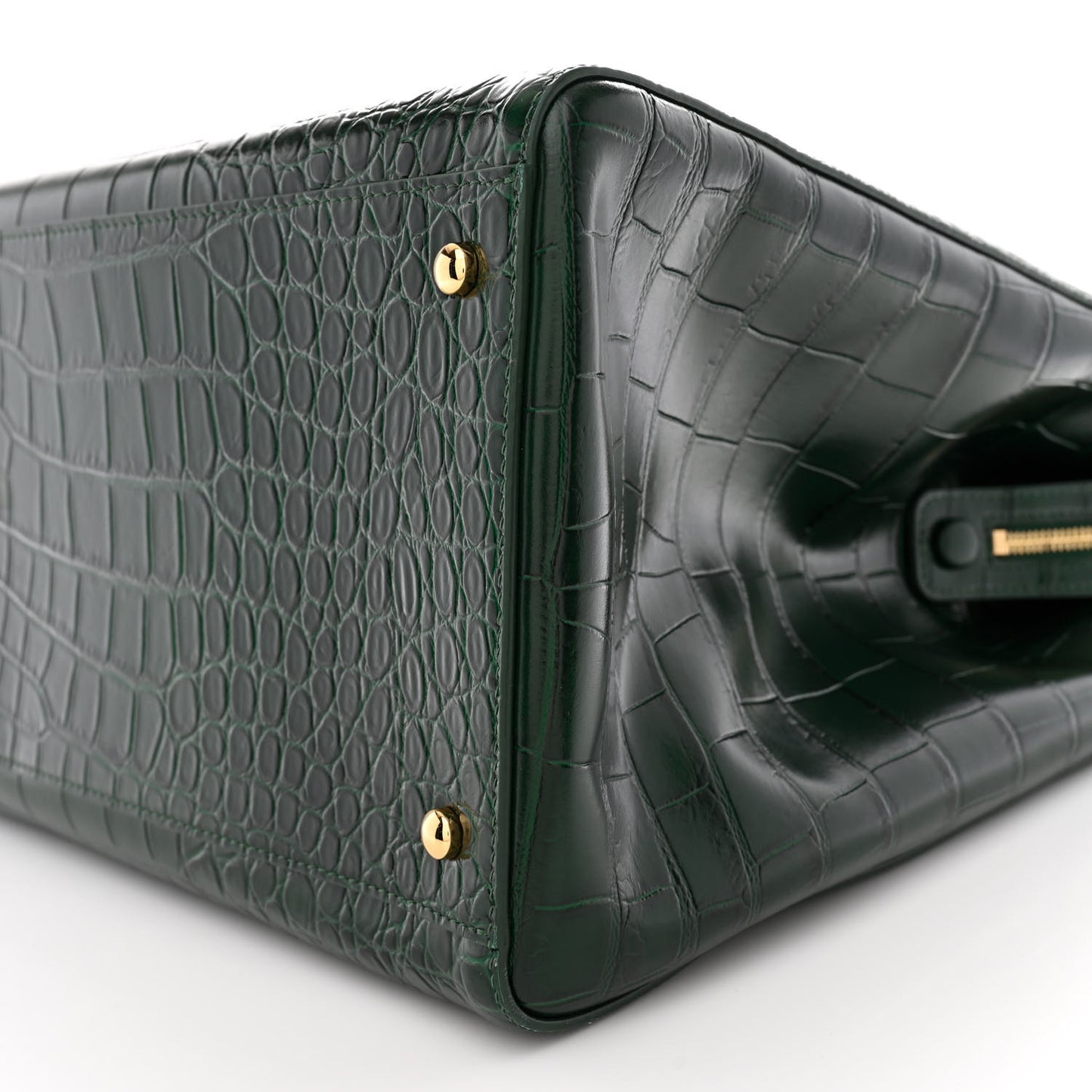 Calfskin Crocodile Embossed Large Shopping Bag Dark Green
