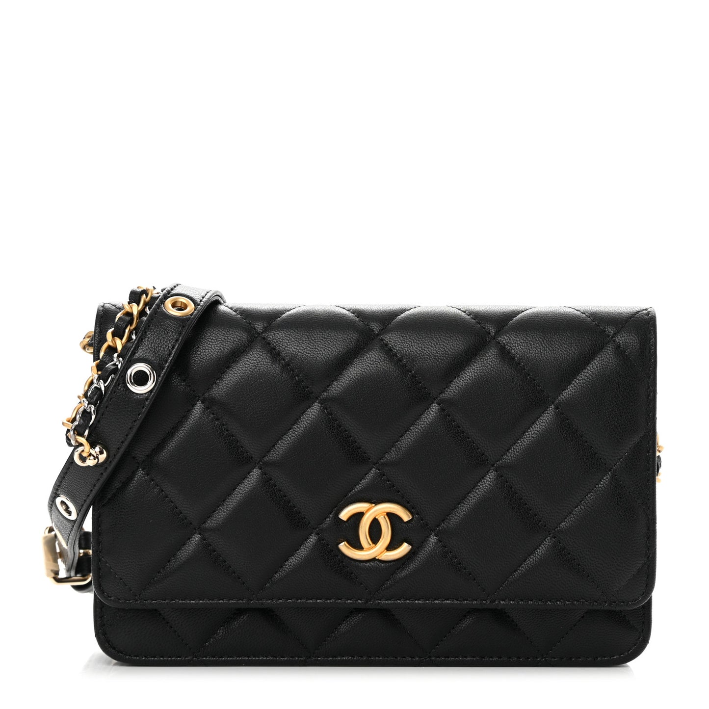 Goatskin Quilted Quilted Like A Wallet Wallet On Chain WOC Black