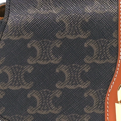 Celine Triomphe Canvas Calfskin Tabou Clutch on Strap Tan 9 of 11