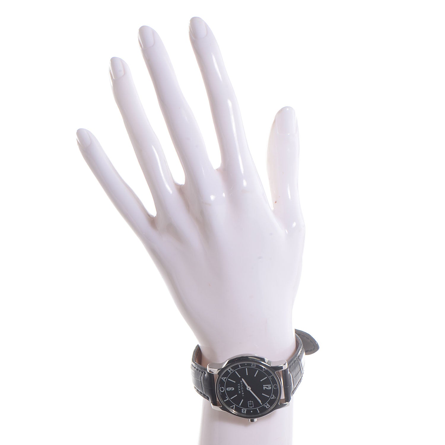 Bulgari Stainless Steel Alligator 35mm Solotempo Quartz Watch Black 2 of 8