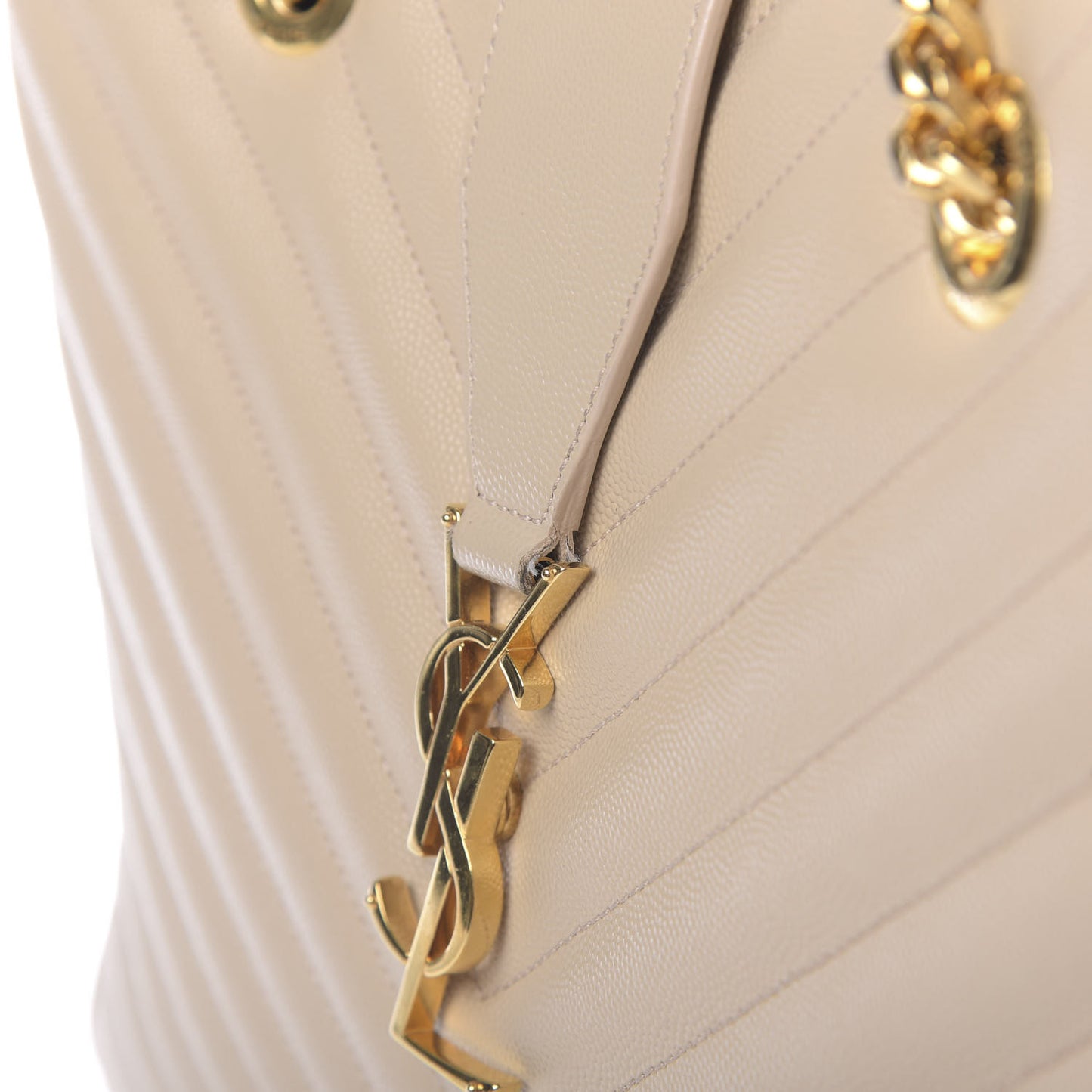 Grain De Poudre Matelasse Chevron Monogram Shopping Bag Nude Powder