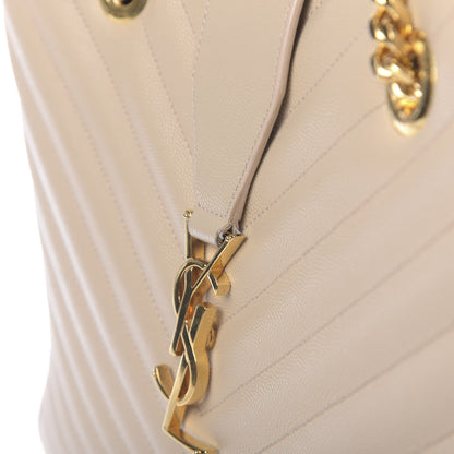 Saint Laurent Grain De Poudre Matelasse Chevron Monogram Shopping Bag Nude Powder 10 of 13
