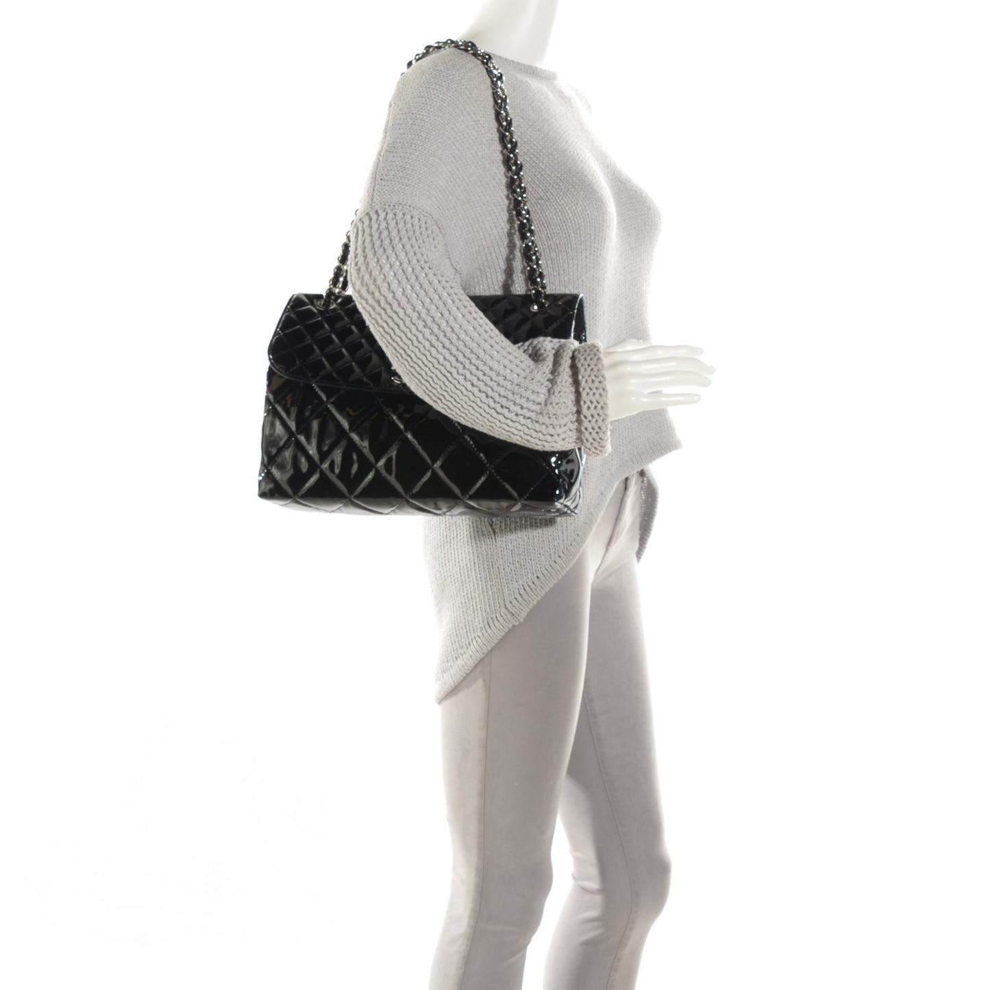 Vinyl Quilted In the Business Flap Bag Black