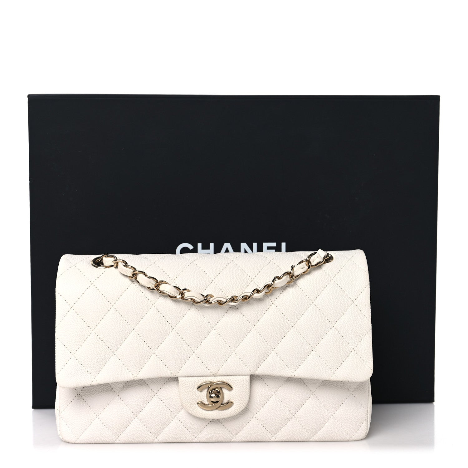 Chanel Caviar Quilted Medium Double Flap White 11 of 11