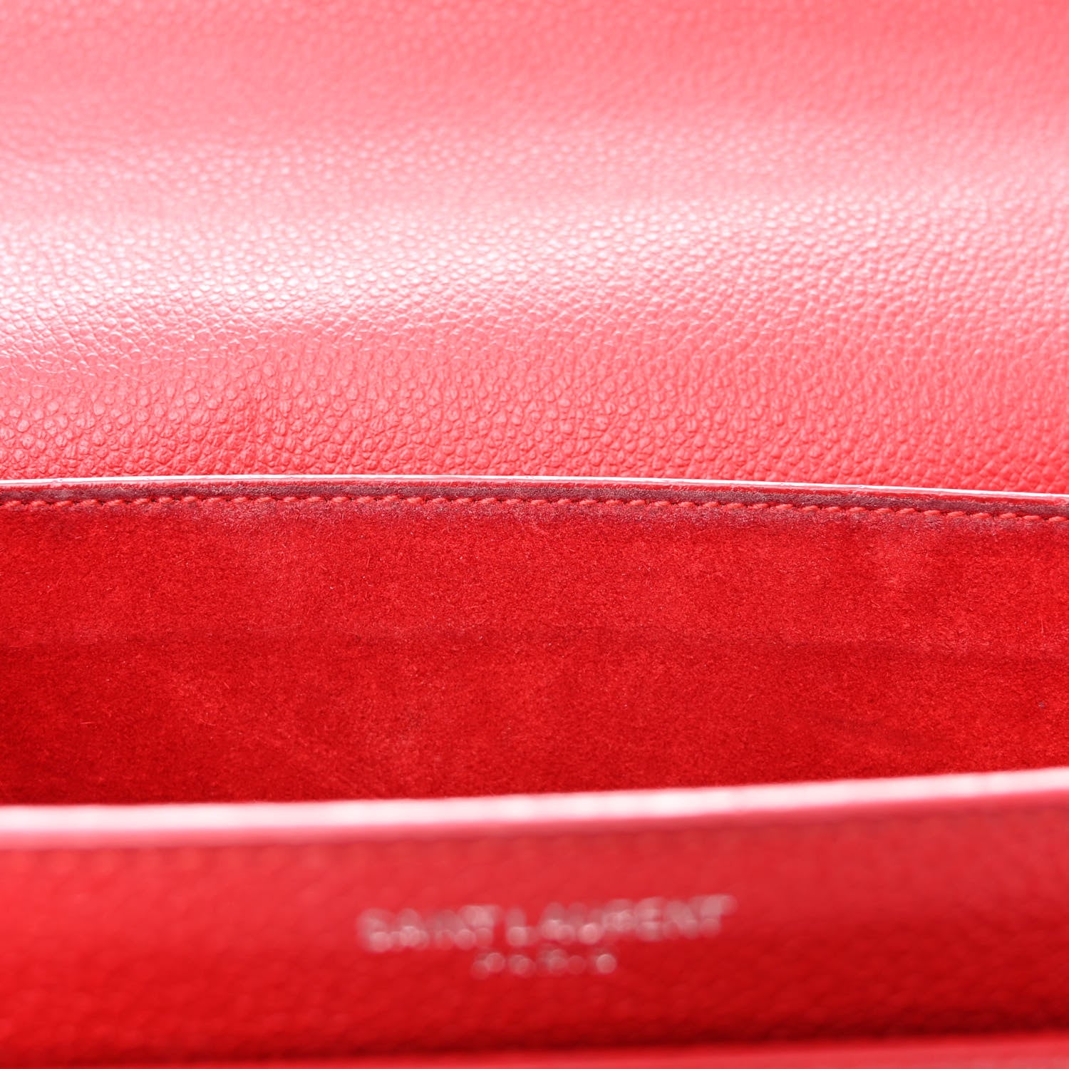 Saint Laurent Grained Calfskin Medium Monogram Sunset Satchel Red 11 of 13