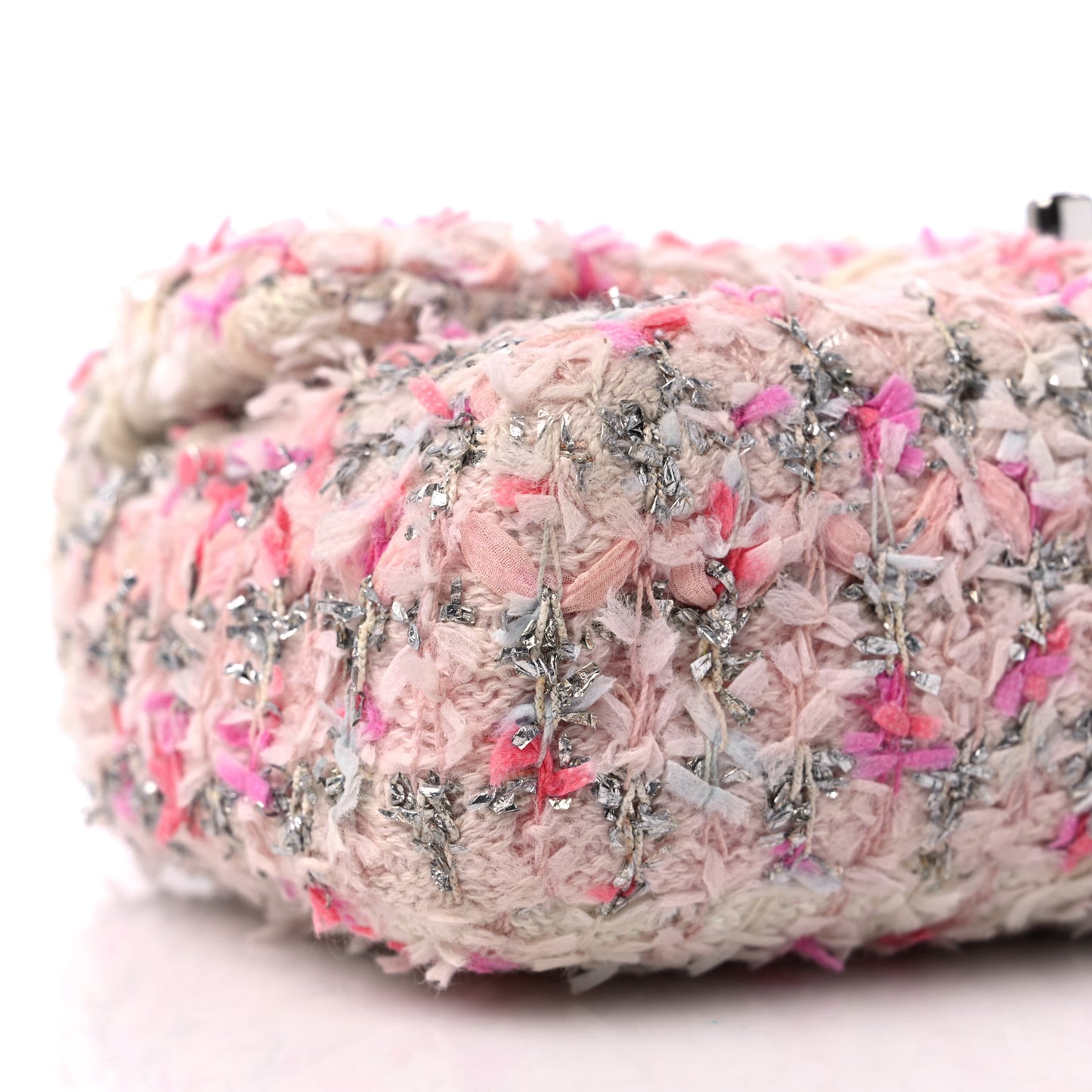 Tweed Quilted Mini Rectangular Flap Light Pink Silver Blue