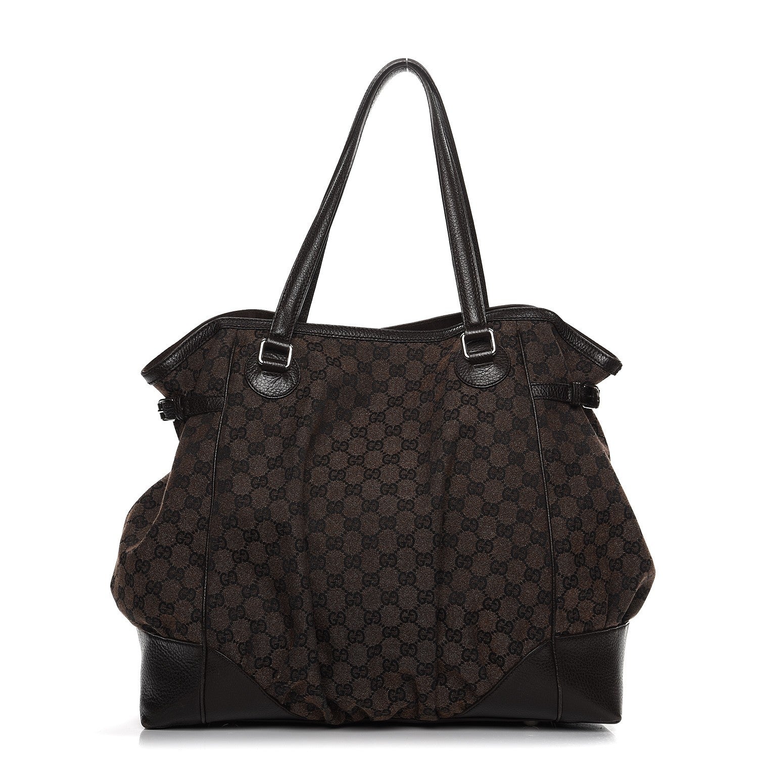 Gucci Denim Monogram Full Moon Tote Dark Brown 1 of 11