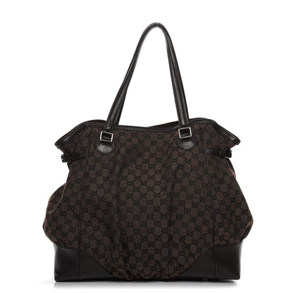 Gucci Denim Monogram Full Moon Tote Dark Brown 1 of 11