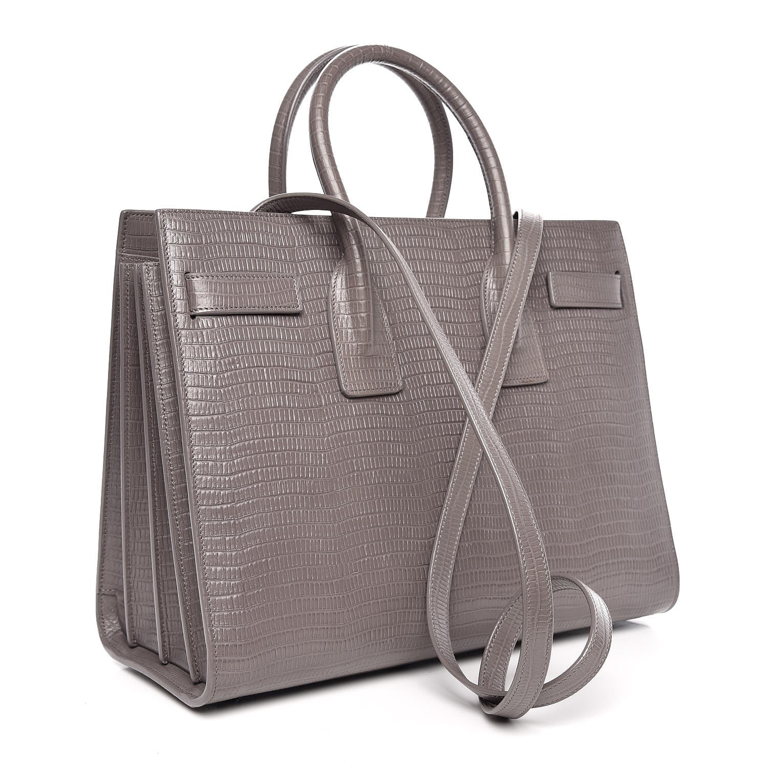 Saint Laurent Lizard Calfskin Embossed Small Sac De Jour Fog 4 of 8