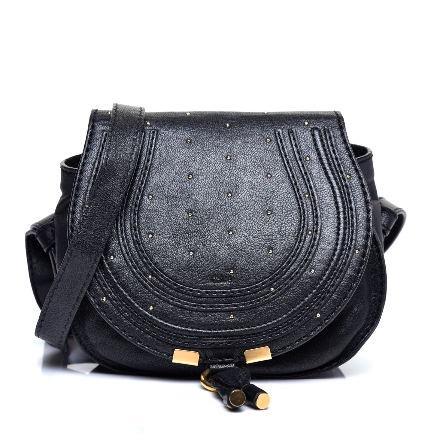 Calfskin Studded Mini Marcie Crossbody Bag Black