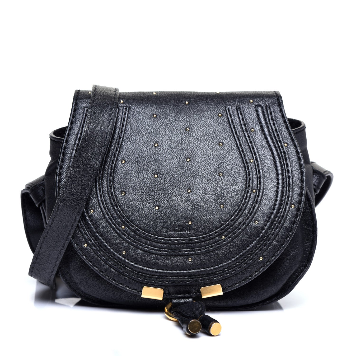 Chloe Calfskin Studded Mini Marcie Crossbody Bag Black 1 of 10