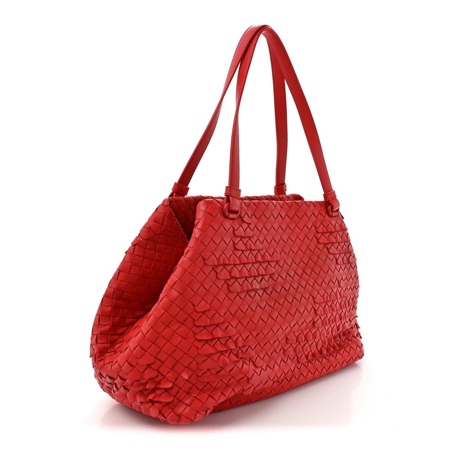 Bottega Veneta Nappa Intrecciato Ruffle Tote Red 3 of 14