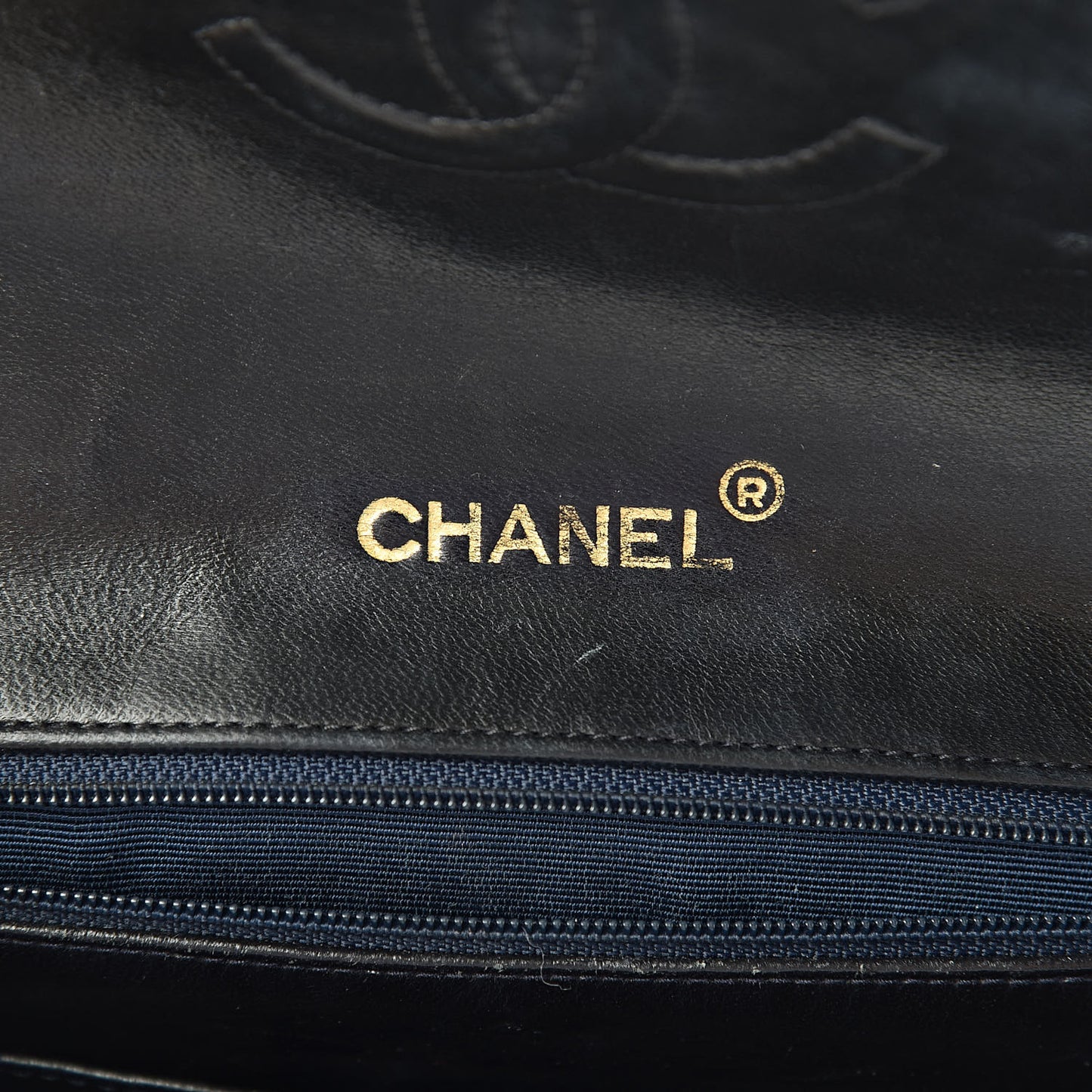 Lambskin Quilted Small Single Flap Navy