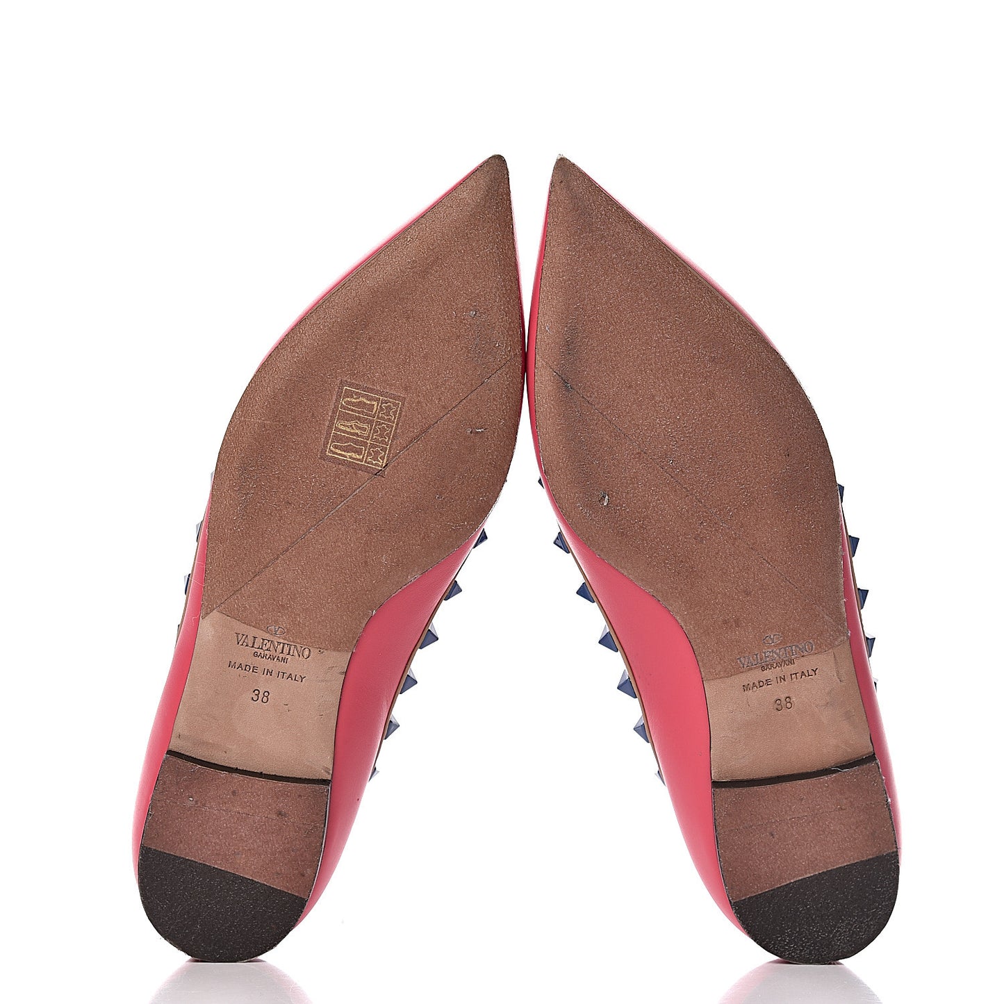 Nappa Rockstud Cage Ballerina Flats 38 Deep Fuxia
