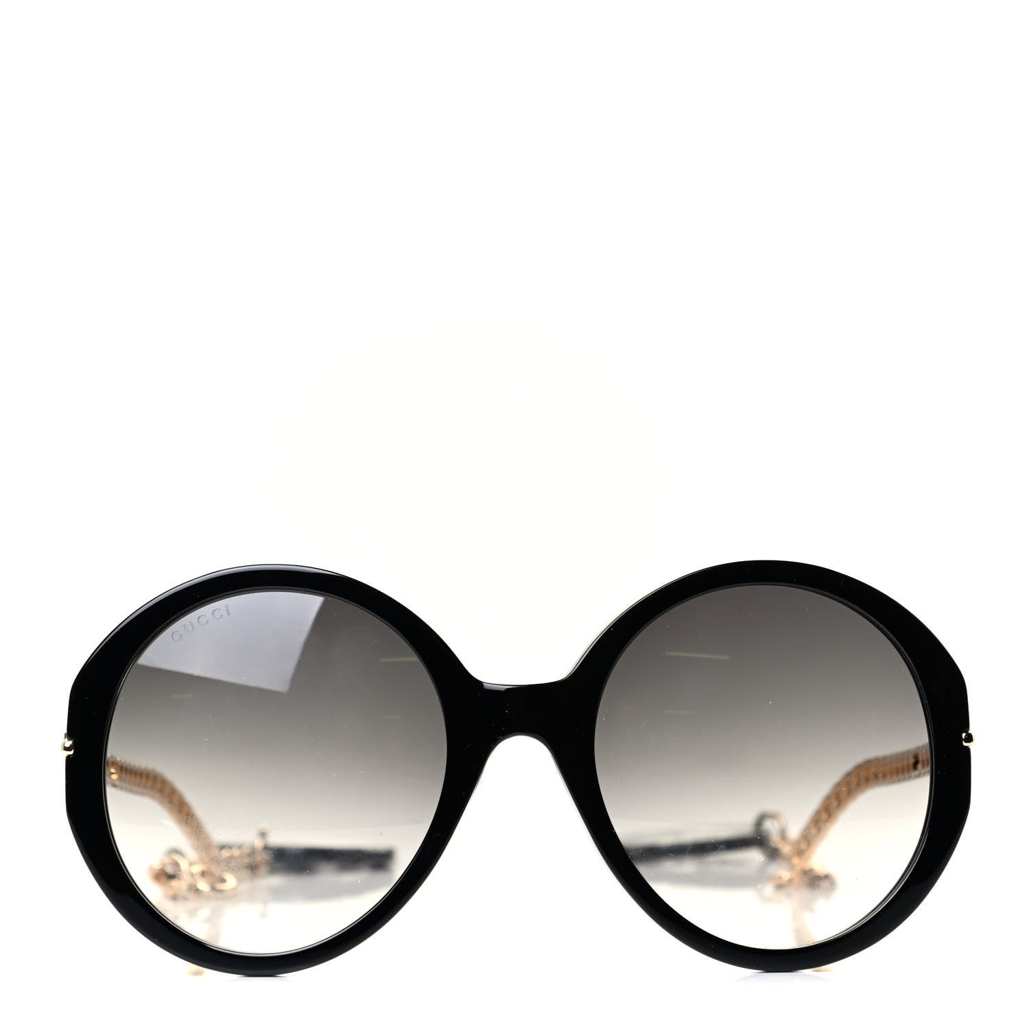 Gucci Acetate Detachable Charm Oversized Frame Round Sunglasses GG0726S Black 2 of 6