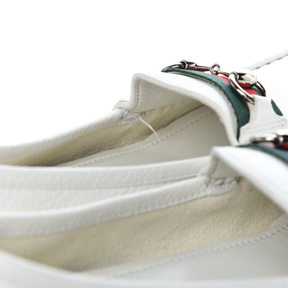 Gucci Road Calfskin Web Womens Horsebit Driver Loafers 39.5 Great White 12 of 13