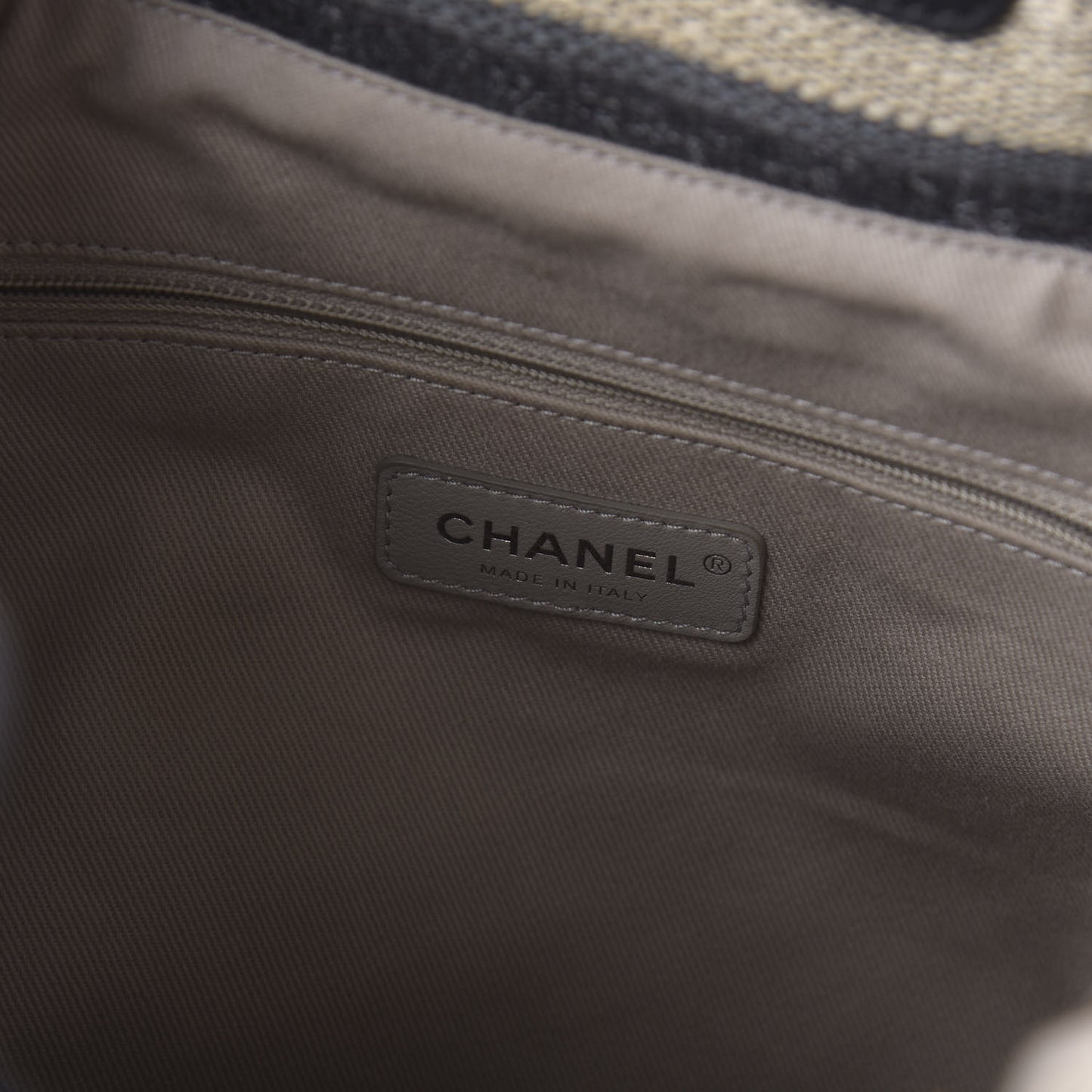 Striped Canvas Large Deauville Backpack Gray Black