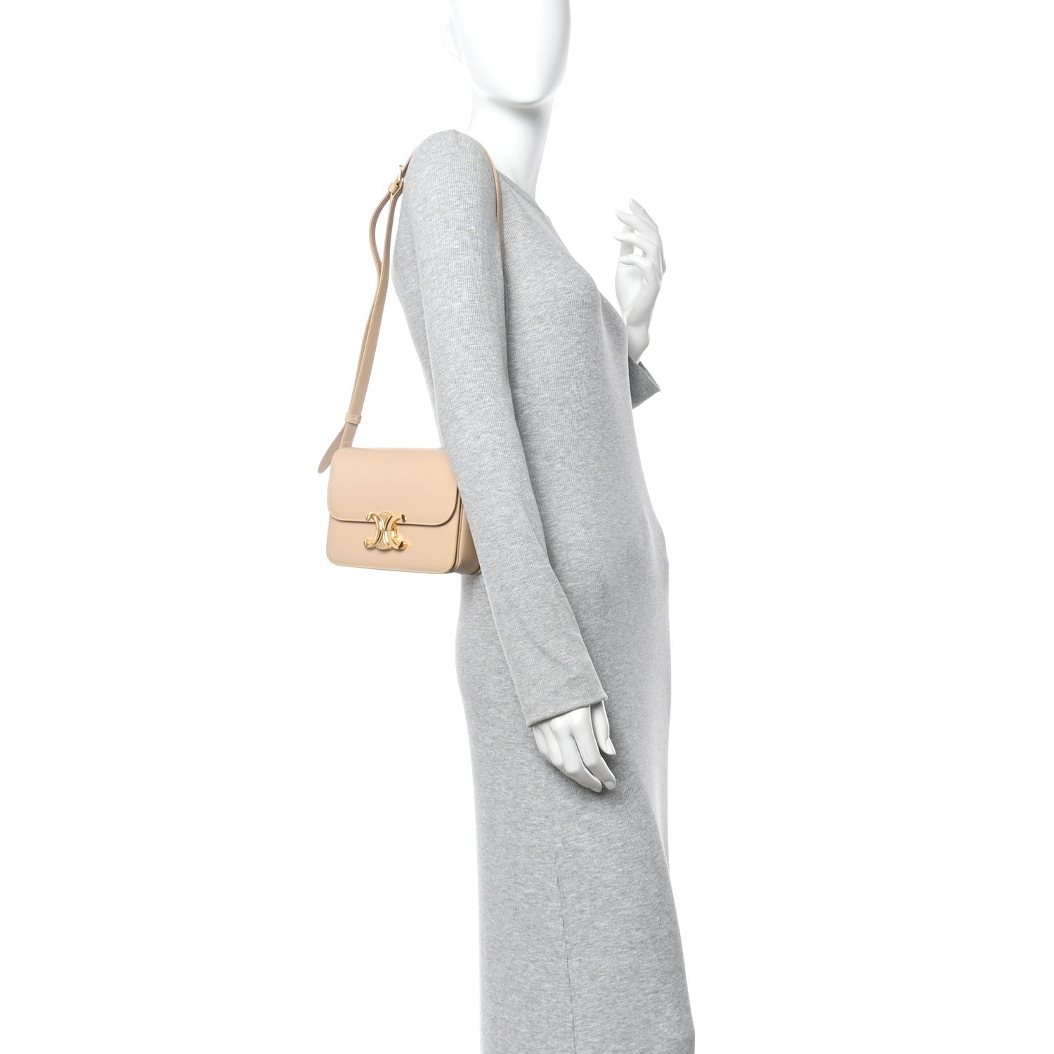 Celine Shiny Calfskin Teen Triomphe Nude 2 of 12