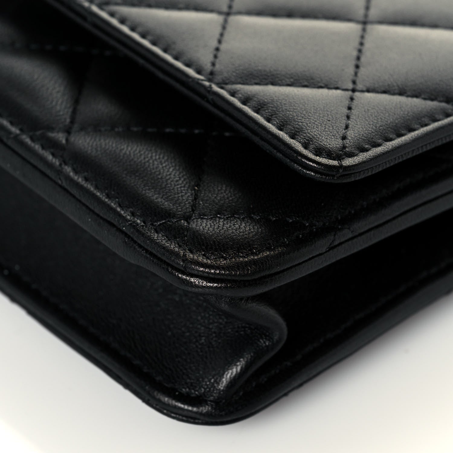 Chanel Lambskin Quilted Pearl Wallet On Chain WOC Black 11 of 15