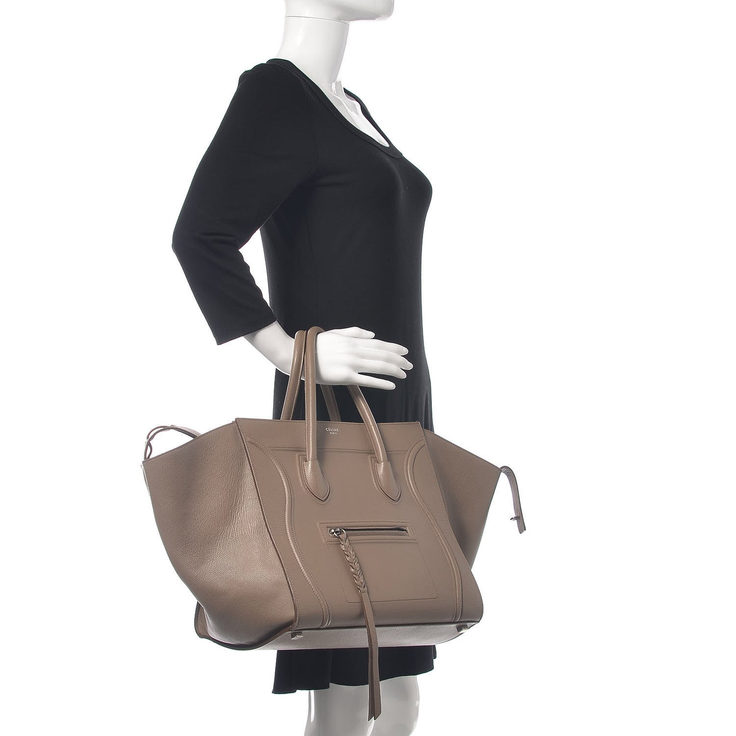 Grained Calfskin Medium Phantom Luggage Taupe