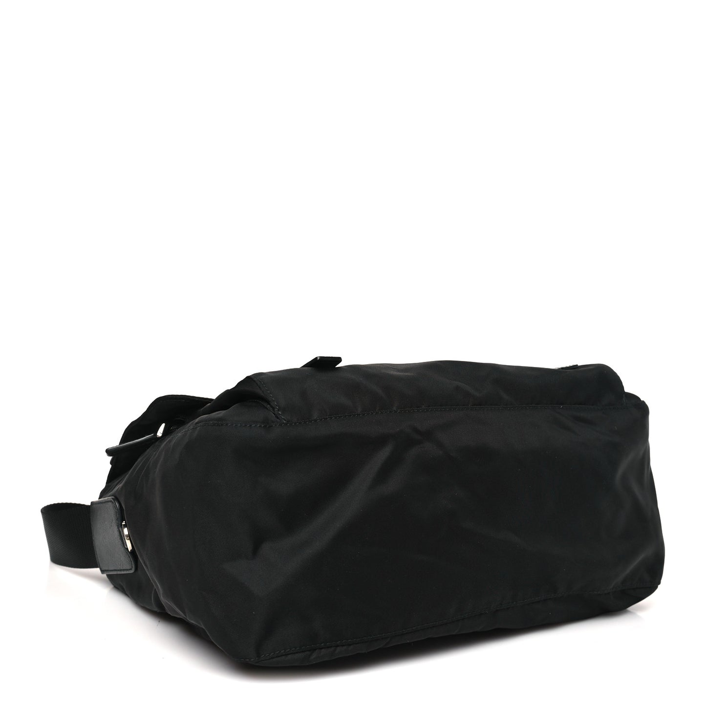 Tessuto Nylon Saffiano Double Buckle Messenger Shoulder Bag Black