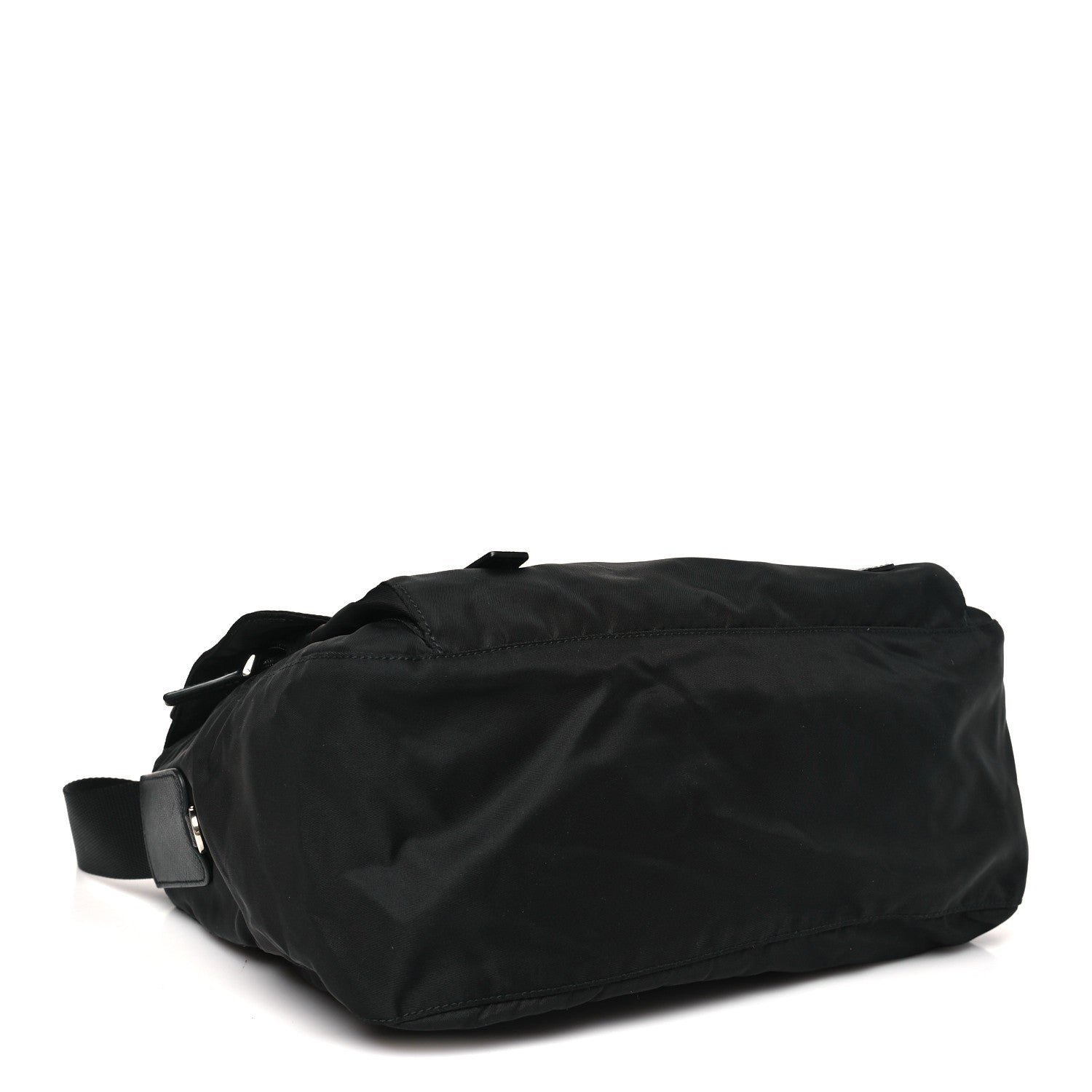 Prada Tessuto Nylon Saffiano Double Buckle Messenger Shoulder Bag Black 4 of 9