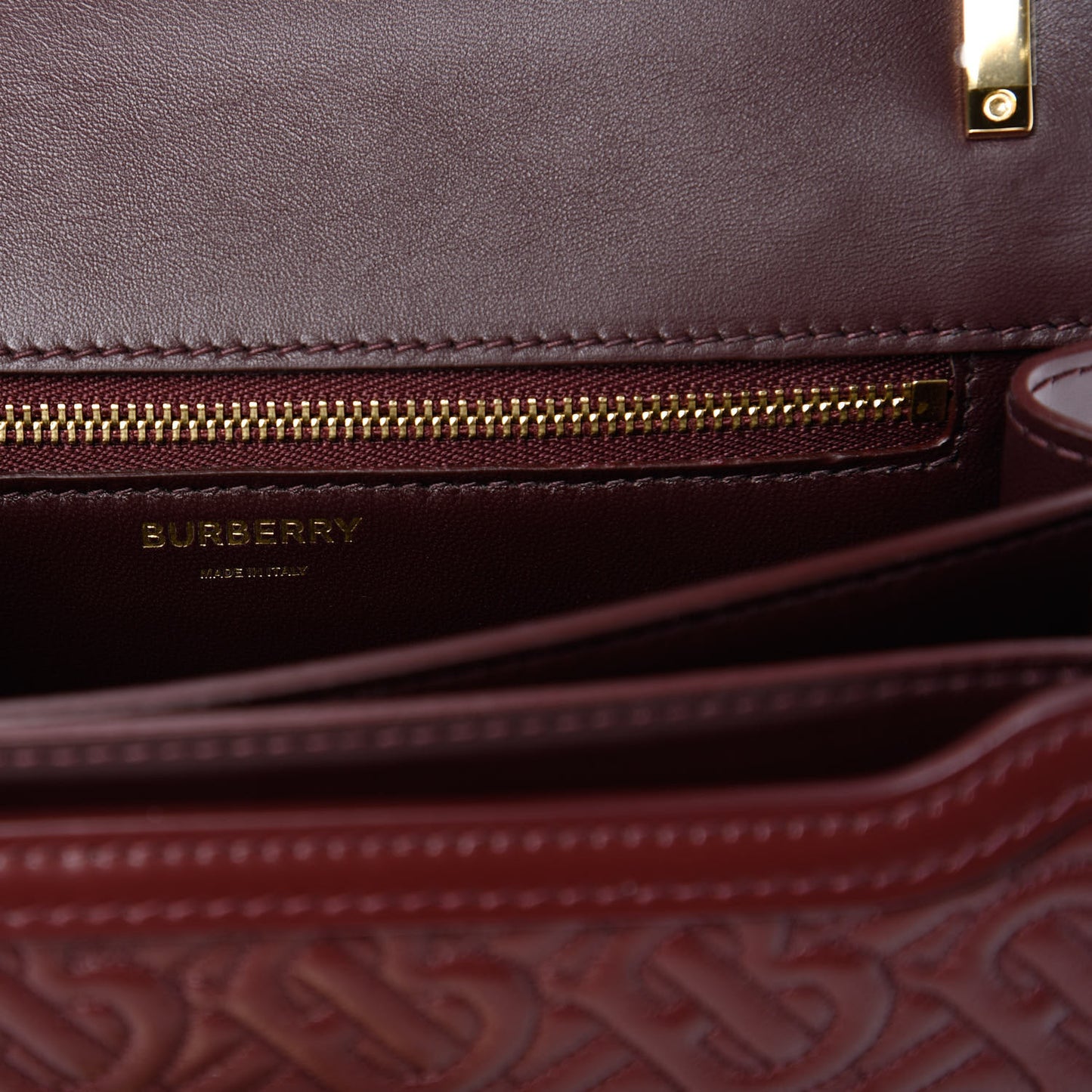 Calfskin Monogram Embossed Small TB Chain Bag Oxblood