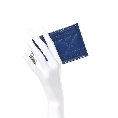 Christian Dior Patent Cannage Lady Dior Card Holder Blue 2 of 8