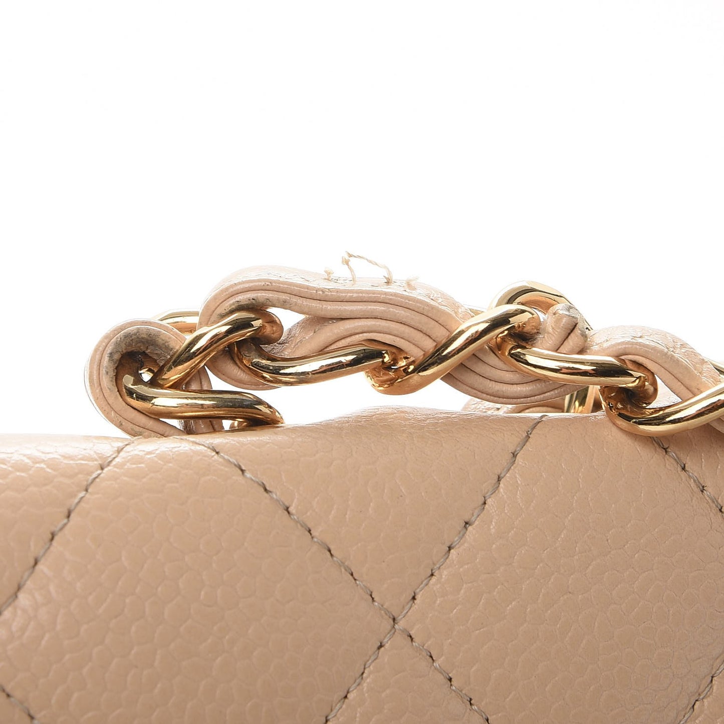 Caviar Quilted Jumbo Single Flap Beige Clair