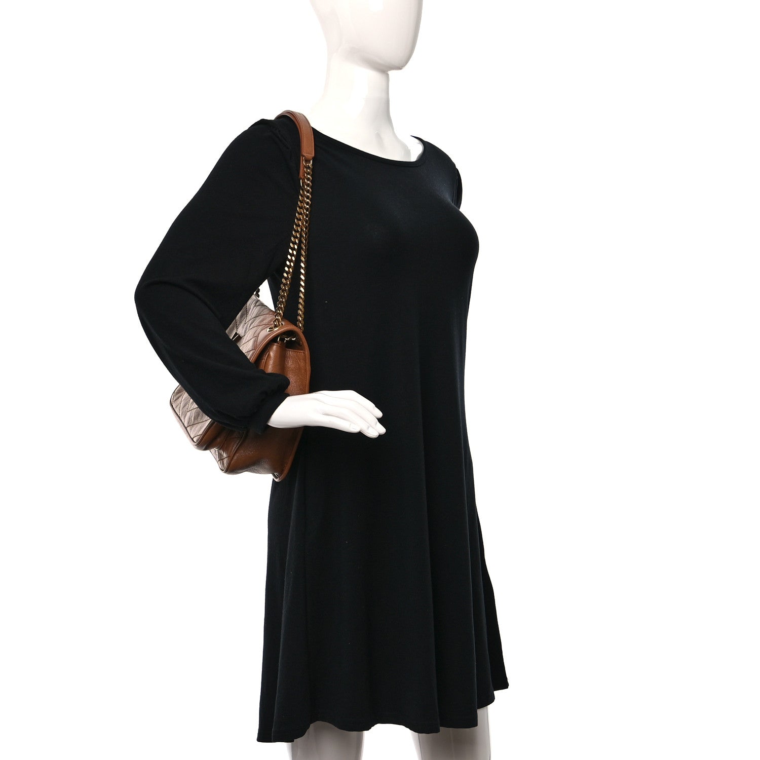 Saint Laurent Crinkled Calfskin Matelasse Monogram Medium Niki Chain Satchel Caramel 2 of 10