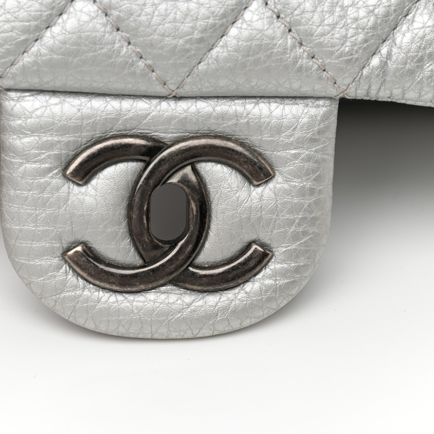 Chanel Metallic Calfskin Quilted XXL Travel Flap Bag Silver 12 of 14