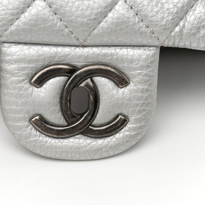 Chanel Metallic Calfskin Quilted XXL Travel Flap Bag Silver 12 of 14