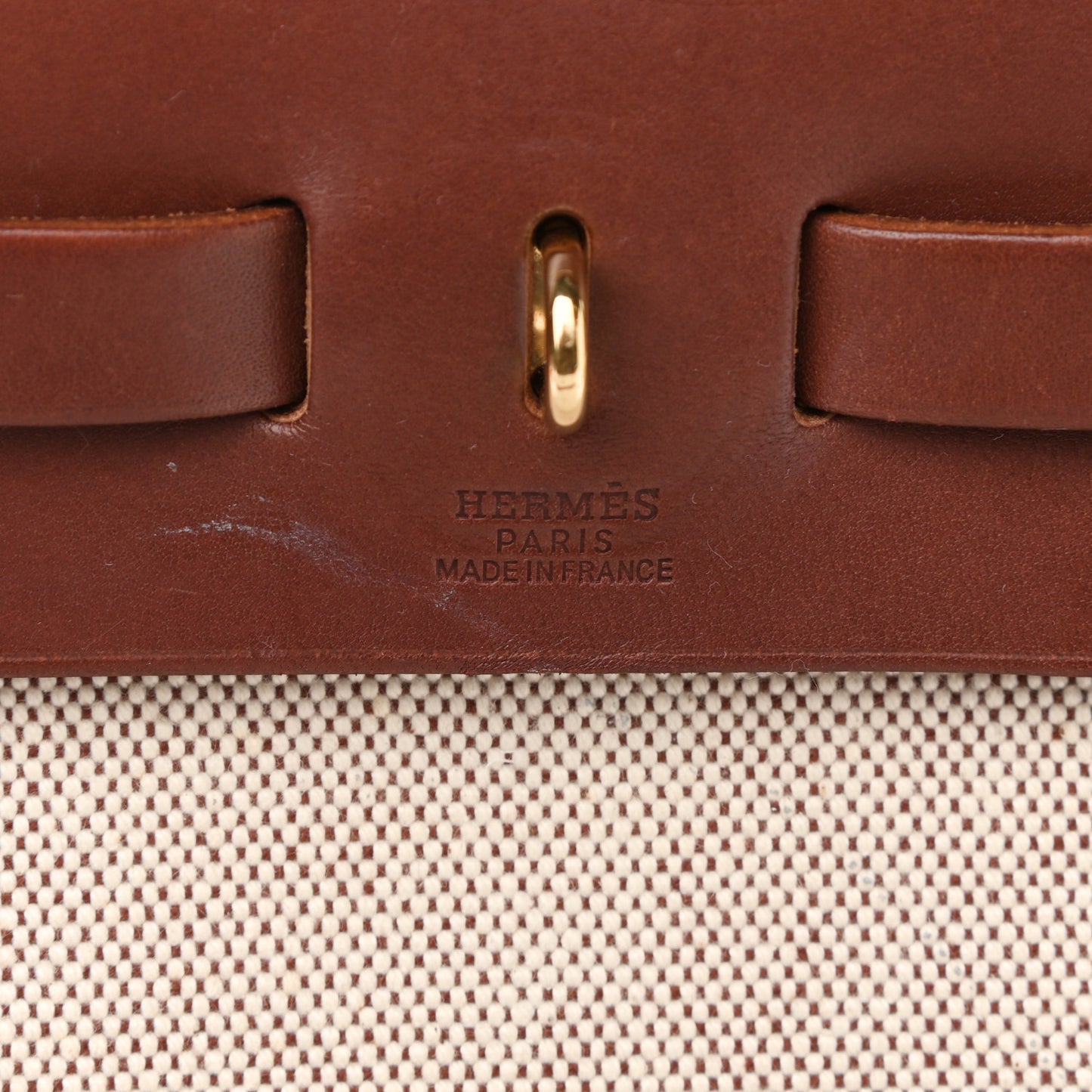 Toile Vache Calfskin Herbag 30 PM Natural Havane