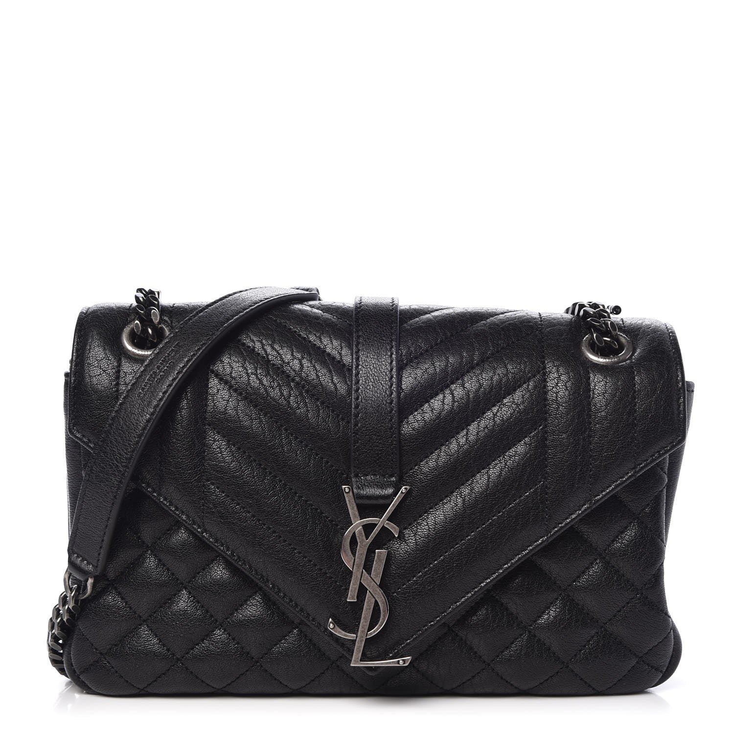 Saint Laurent Sheepskin Tri-Quilt Monogram Medium College Bag Black 1 of 7