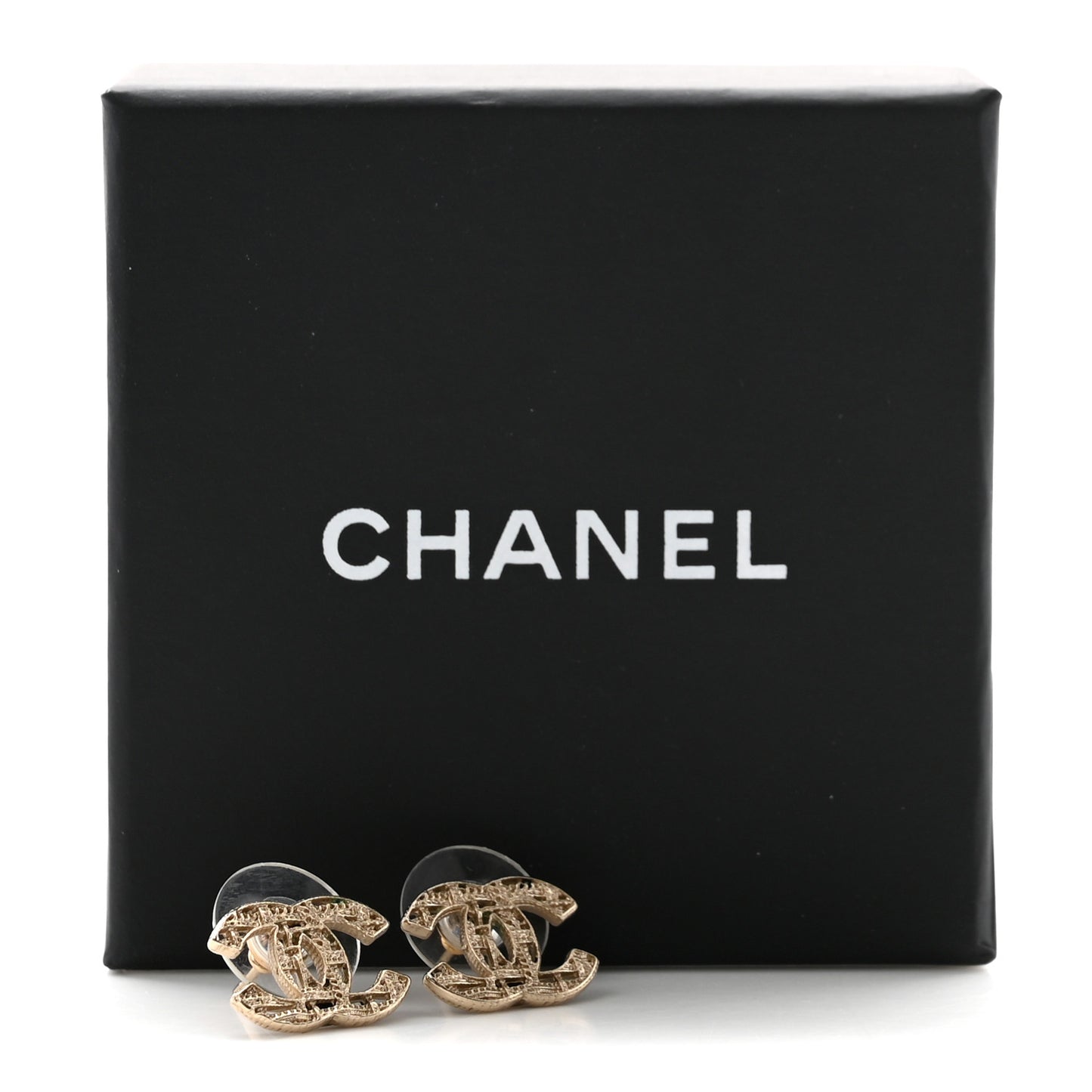 Tweed Effect CC Earrings Gold