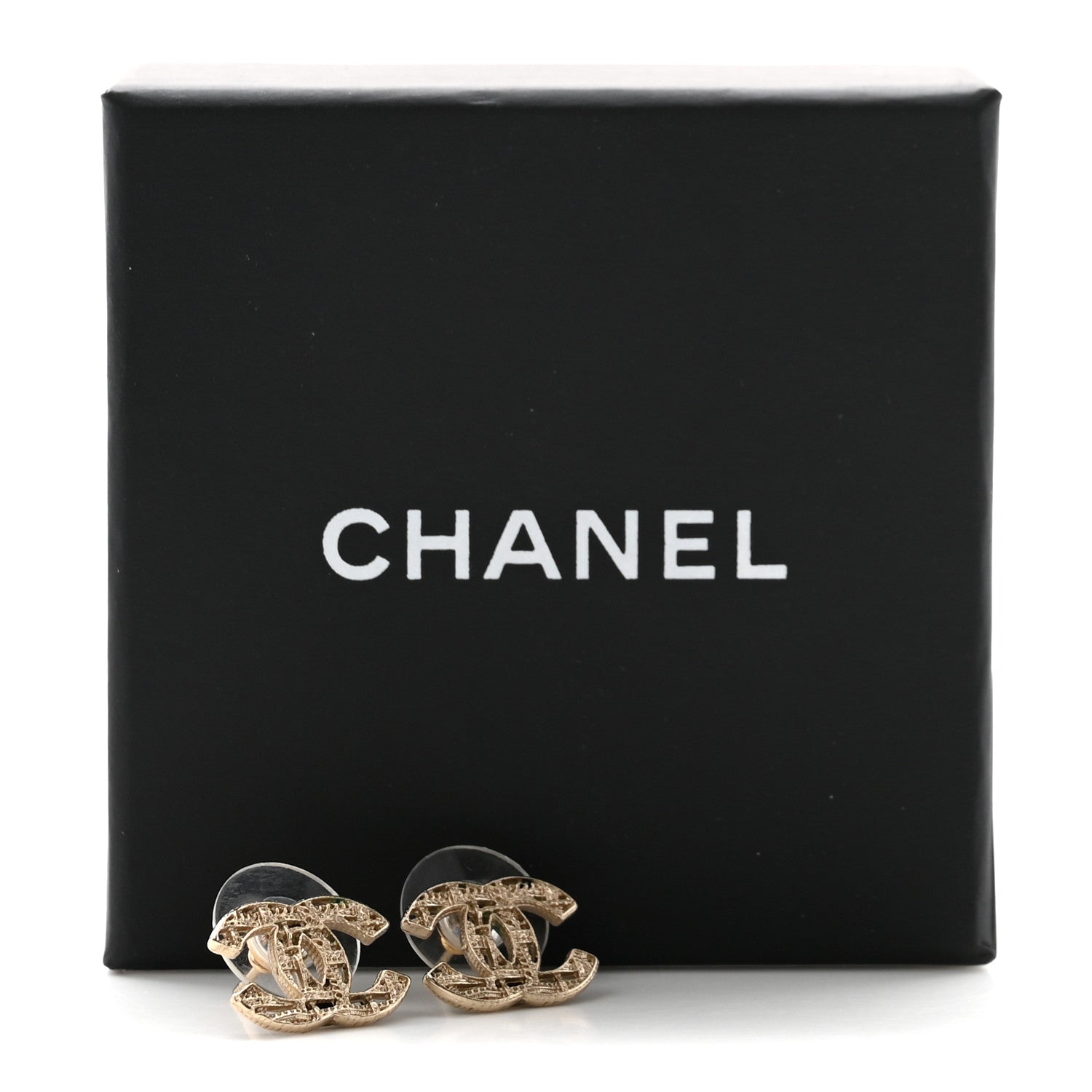 Chanel Tweed Effect CC Earrings Gold 5 of 5