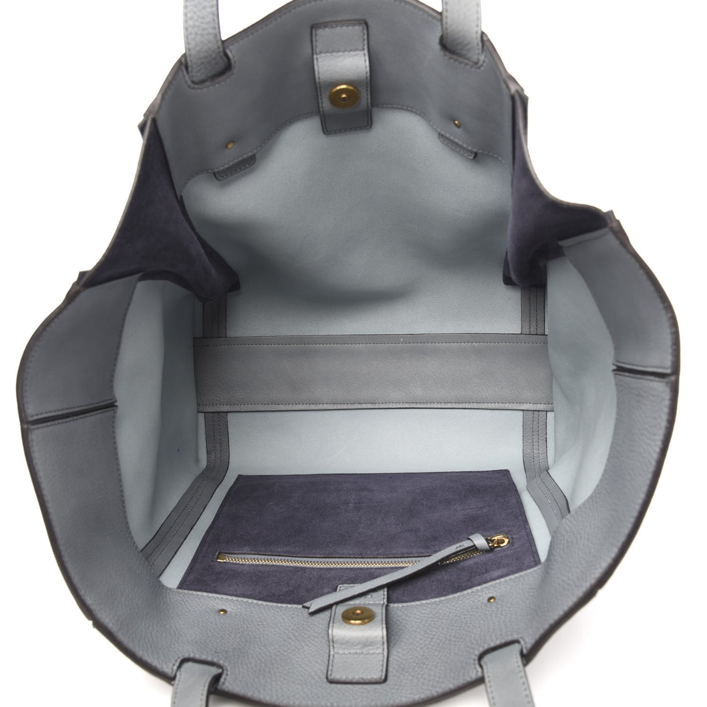 Smooth Calfskin Medium Milo Shopping Tote Cloudy Blue