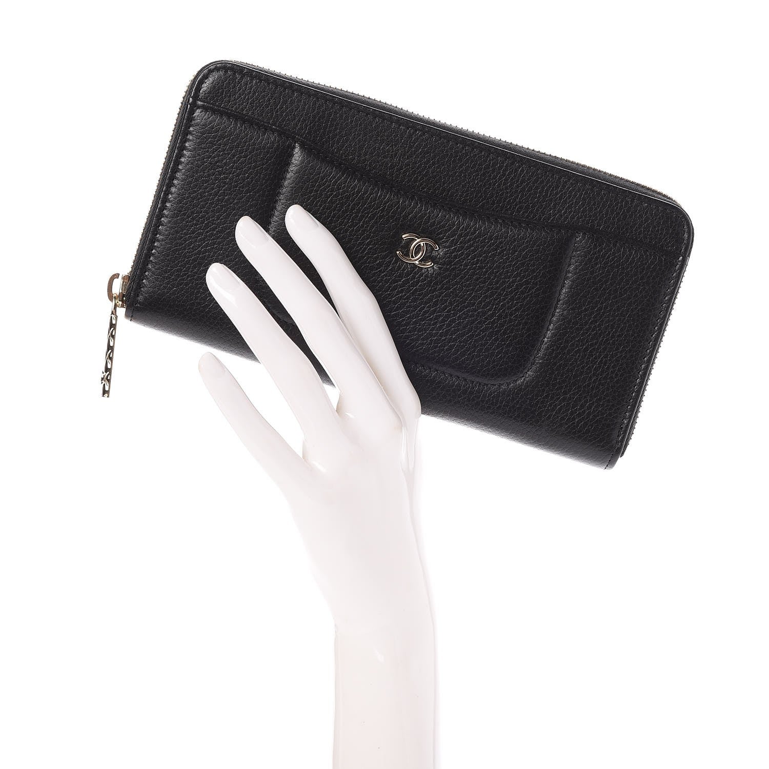 Chanel Grained Calfskin Neo Executive Zip Around Wallet Black 2 of 9