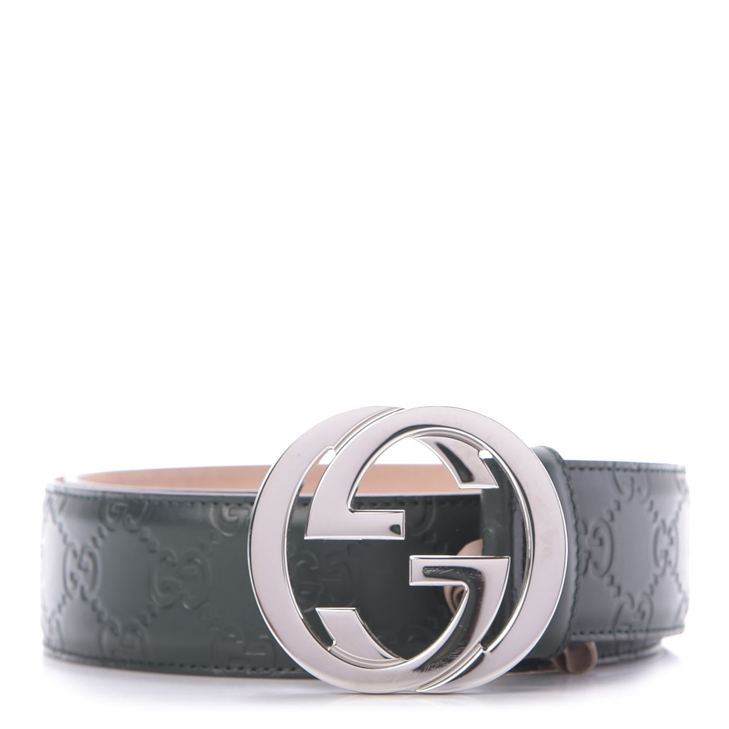 Gucci Guccissima Signature Interlocking G 40mm Belt 80 32 Verde 1 of 6