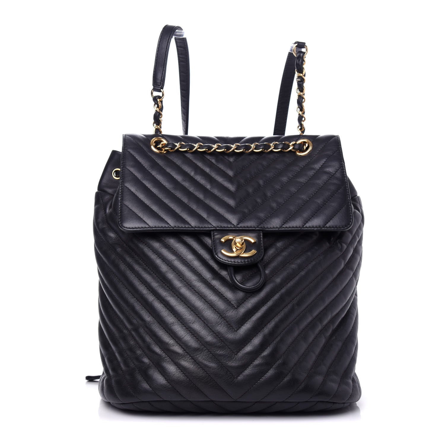 Chanel Calfskin Chevron Quilted Large Urban Spirit Backpack Black 1 of 10
