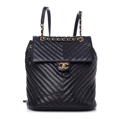 Chanel Calfskin Chevron Quilted Large Urban Spirit Backpack Black 1 of 10