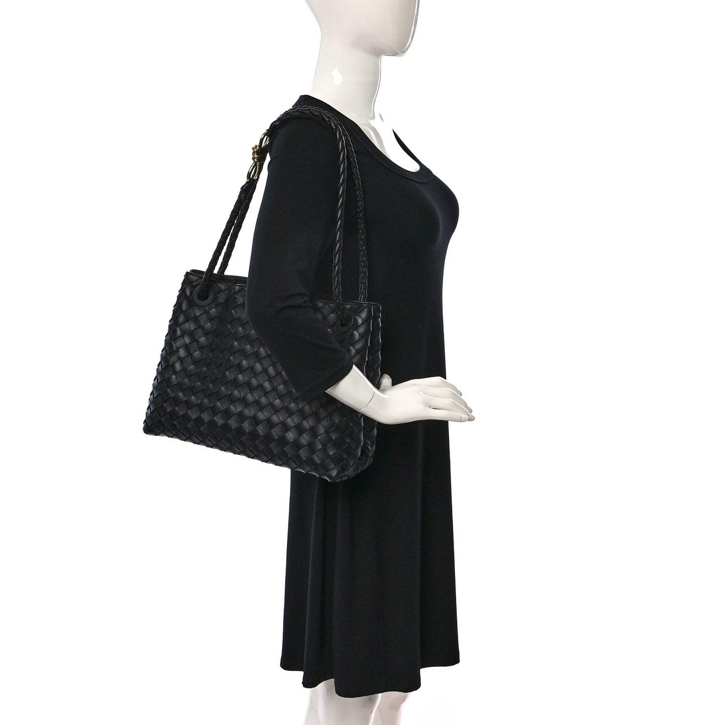 Nappa Intrecciato Medium Andiamo Shoulder Bag Black