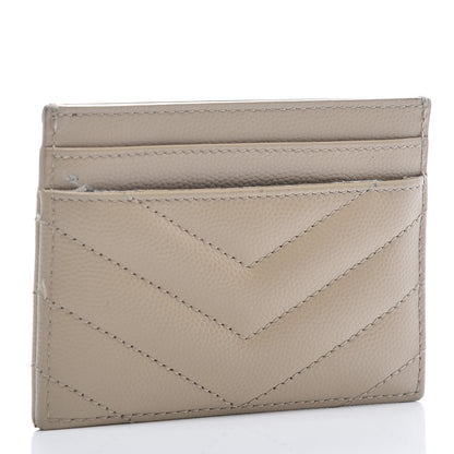 Saint Laurent Grain De Poudre Matelasse Chevron Monogram Credit Card Case Beige 3 of 10